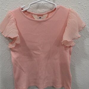 H&M Soft Pink Flutter Sleeve Blouse